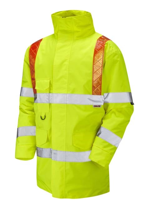 LEO WORKWEAR PUTFORD ISO 20471 Cl 3 Orange Brace Anorak